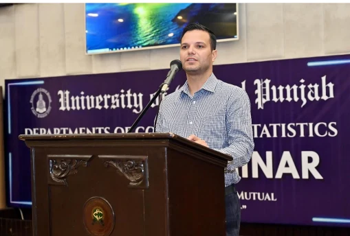 Iftekhar Wasfi speaking at the UCP podium